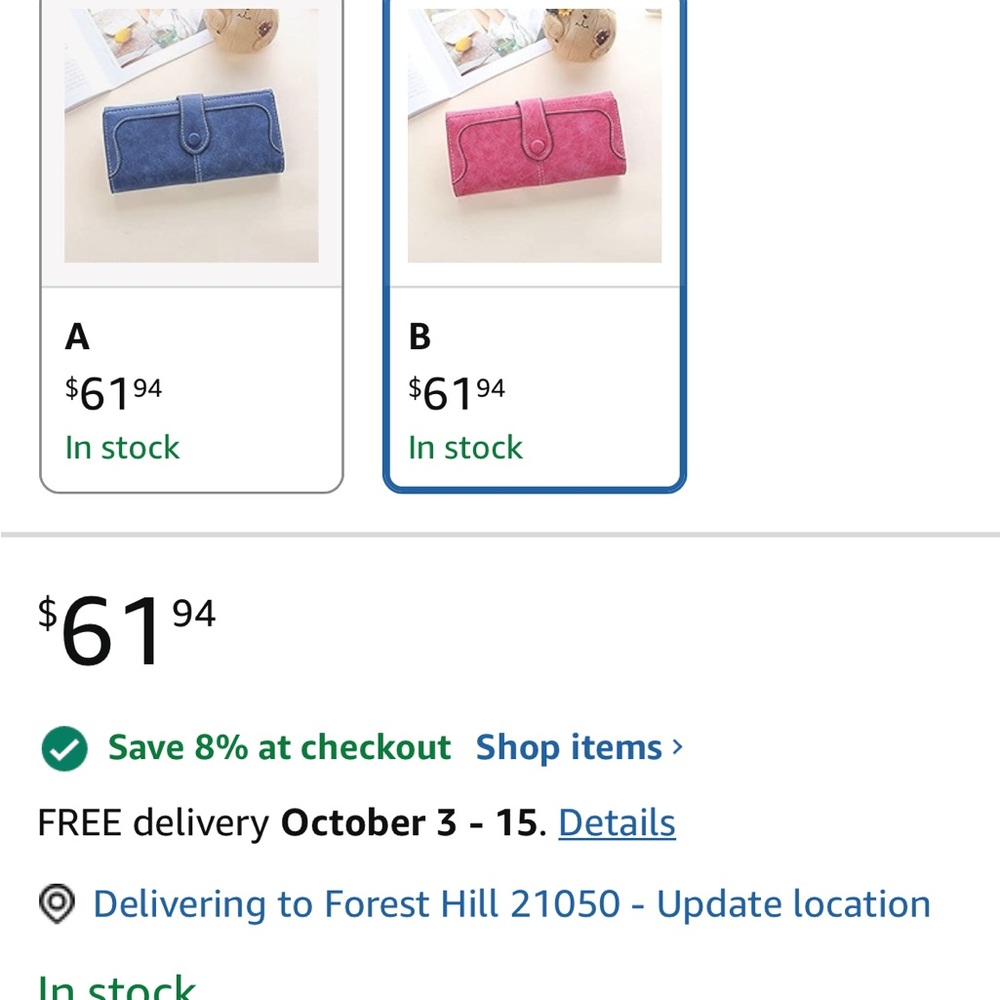 Pink soft leather Wallet - Picture 7 of 8